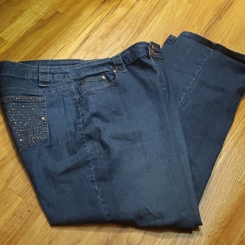 Ashley stewart bootcut rhinestone jeans sz 18W